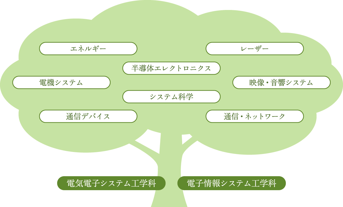 電気電子工学の分野を表す木のイメージ画像