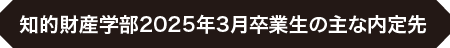 知的財産学部2025年3月卒業生の主な内定先