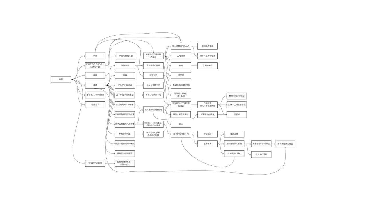 （図４）東日本大震災の災害因果ネットワーク